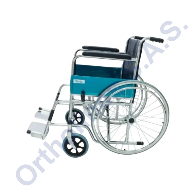 Silla de ruedas Ortholines de aluminio ligero, reposapiés abatibles